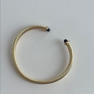 Gold and Black Twisted Rope Cuff Bracelet